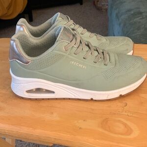 Skechers Women's Light Mint and Rose Gold Lace-Up Sneakers